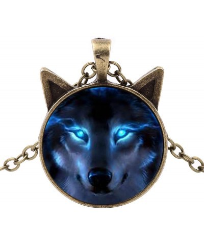 Necklace for Women,Unisex Jewelry Retro Wolf Head Pendant Cabochon Long Chain Sweater Necklace - Bronze Black 1size $4.63 Nec...