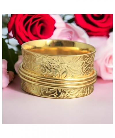 Meditation Spinner Band Ring Leaf Pattern Base Ring for Women Yellow Gold Plated 6.5 $25.19 Rings