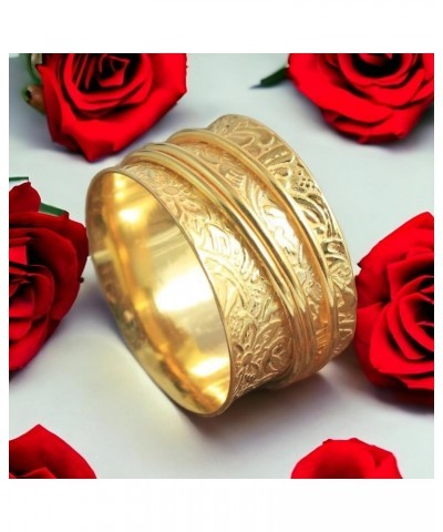 Meditation Spinner Band Ring Leaf Pattern Base Ring for Women Yellow Gold Plated 6.5 $25.19 Rings