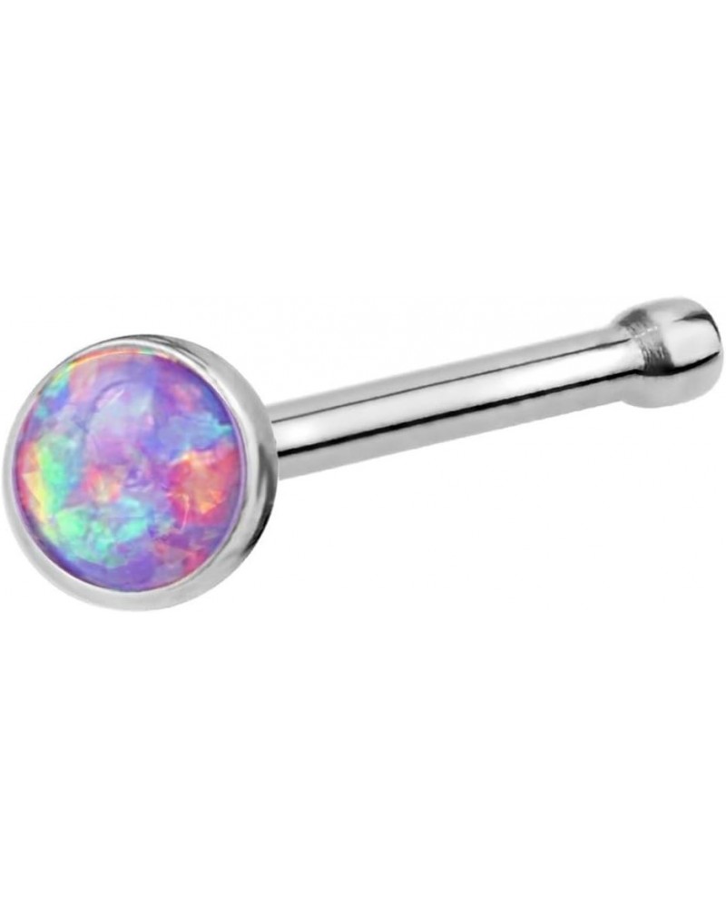 20g 6mm Surgical Steel, Gold IP Plated & Rose Gold IP Plated Synthetic Opal Top Nose Stud Steel/Purple $7.79 Body Jewelry