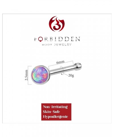 20g 6mm Surgical Steel, Gold IP Plated & Rose Gold IP Plated Synthetic Opal Top Nose Stud Steel/Purple $7.79 Body Jewelry