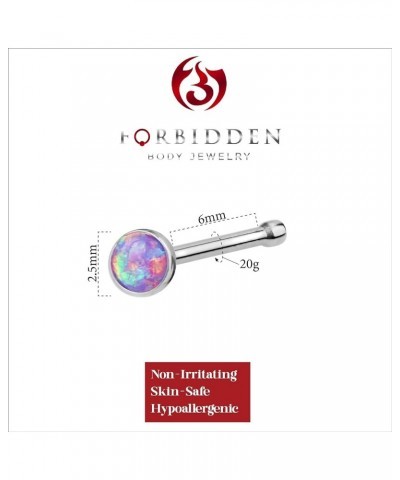 20g 6mm Surgical Steel, Gold IP Plated & Rose Gold IP Plated Synthetic Opal Top Nose Stud Steel/Purple $7.79 Body Jewelry