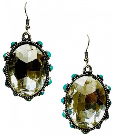 Western Boho Bling Oval Crystal Earrings with Surrounding Turquoise Deco No.2284 CLEAR $9.03 Earrings