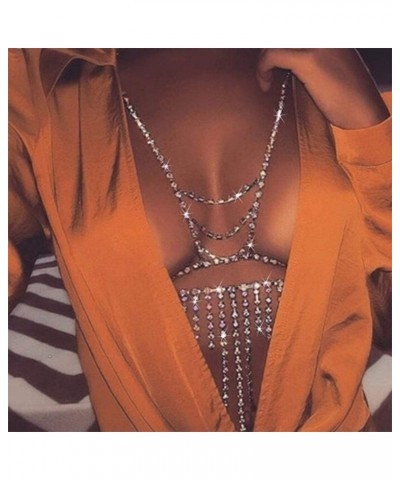 Rhinestone Body Chain Silver Bra Chest Chain Crystal Harness Body Acessories for Women and Girls $7.64 Body Jewelry