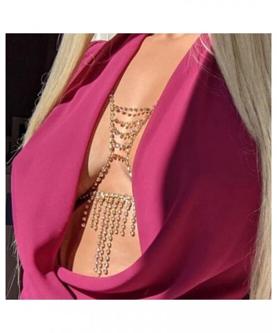 Rhinestone Body Chain Silver Bra Chest Chain Crystal Harness Body Acessories for Women and Girls $7.64 Body Jewelry