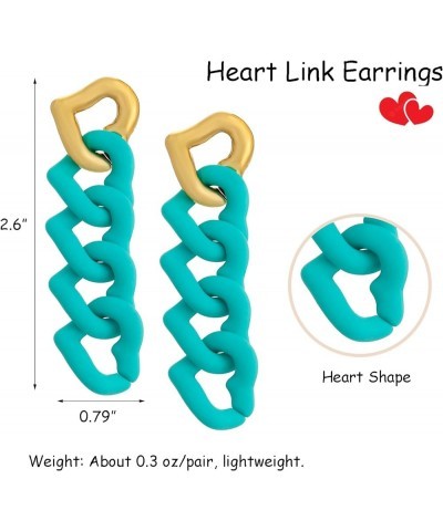 Heart Link Earrings, Heart Drop Earrings For Women Love Heart Dangle Earrings Valentine's Day Mother's Day Gift Aqua $6.48 Ea...