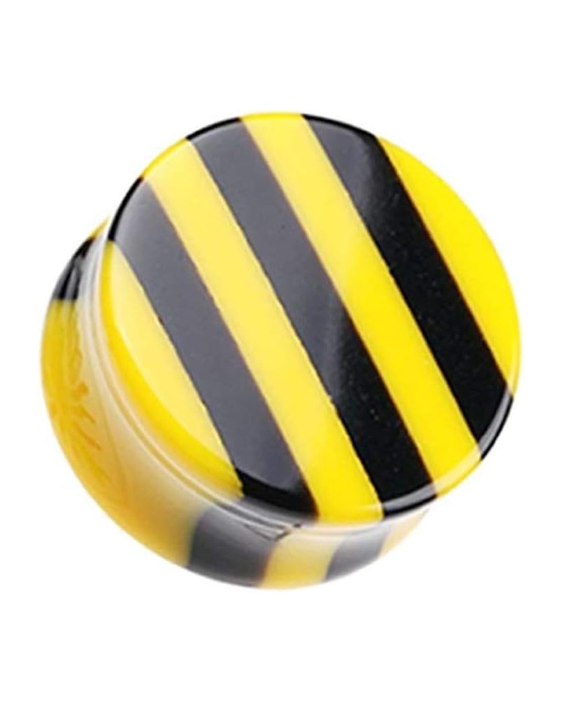 Brilliant Stripes Double Flared Ear Gauge Plug 1/2" (12.5mm), Yellow $10.44 Body Jewelry