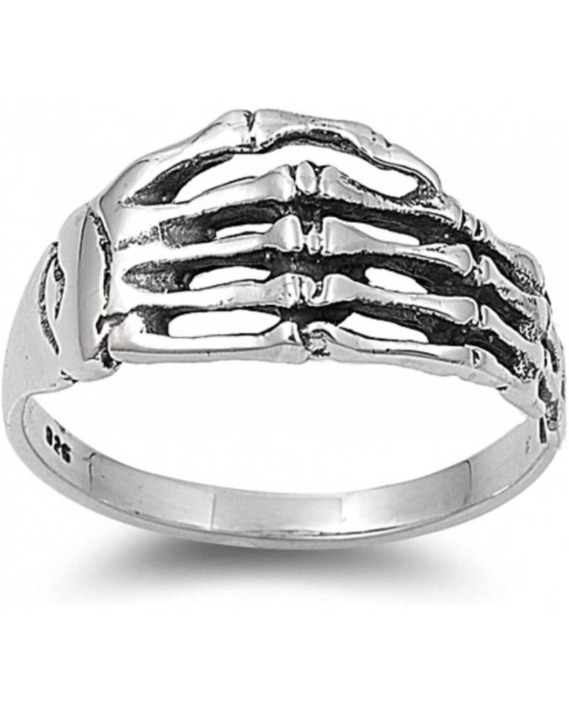 925 Sterling Silver Hand of The Dead Skull Hardcore Ring $12.59 Rings