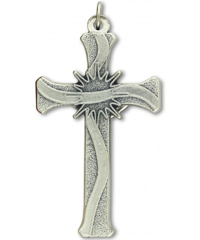 Contemporary Sunburst Crucifix Pendant with Red Enamel - 3 1/8 $12.91 Pendants