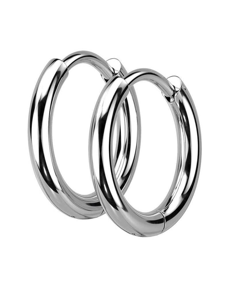 18GA 316L Stainless Steel 2mm Thick Hinged Round Hoop Earrings, Sold as a Pair 10mm Diameter Silver Tone $10.92 Earrings