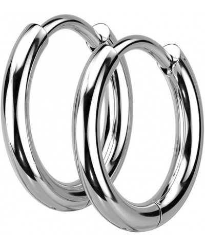 18GA 316L Stainless Steel 2mm Thick Hinged Round Hoop Earrings, Sold as a Pair 10mm Diameter Silver Tone $10.92 Earrings