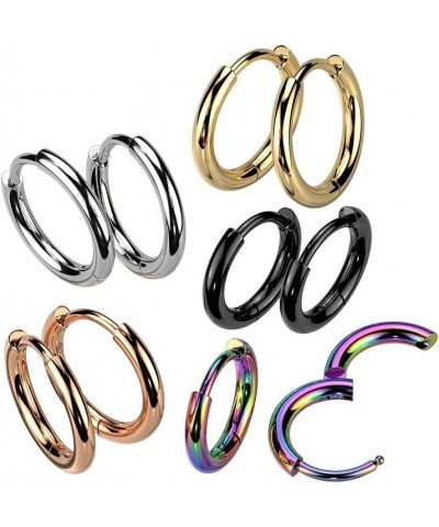 18GA 316L Stainless Steel 2mm Thick Hinged Round Hoop Earrings, Sold as a Pair 10mm Diameter Silver Tone $10.92 Earrings