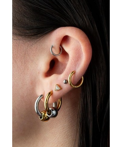 18GA 316L Stainless Steel 2mm Thick Hinged Round Hoop Earrings, Sold as a Pair 10mm Diameter Silver Tone $10.92 Earrings