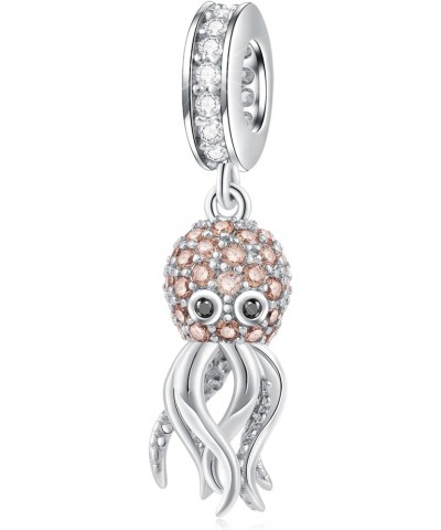 Ocean Series Charm-925 Sterling Silver Rose Gold/Silver Mermaid Ariel and Blue CZ Shell Beads, fits European Sea Charms Brace...