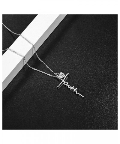 Faith Necklace for Women 925 Sterling Silver Cross Pendant Necklace Birthstone Initial Necklace Christian Religious Jewelry G...