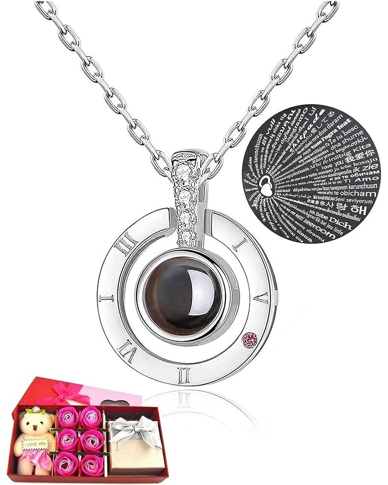 I Love You Necklace 100 Languages Gift Set | Nano Jewelry Projection Necklace | Romantic Gifts for Her Circle - Silver $10.97...