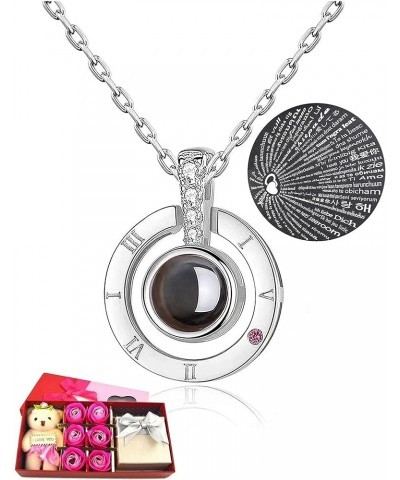 I Love You Necklace 100 Languages Gift Set | Nano Jewelry Projection Necklace | Romantic Gifts for Her Circle - Silver $10.97...