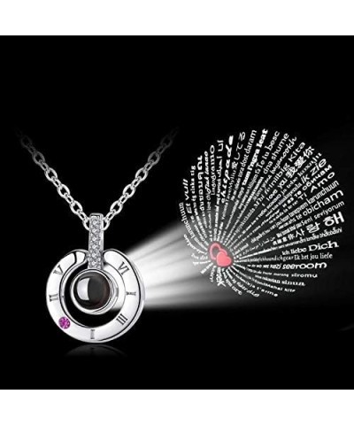 I Love You Necklace 100 Languages Gift Set | Nano Jewelry Projection Necklace | Romantic Gifts for Her Circle - Silver $10.97...