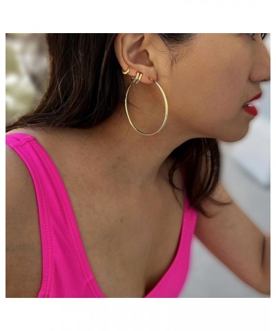 18K Gold Plated Sterling Silver Double Hexagon Chubby Huggie Earrings | Mini Hoops For Women $31.34 Earrings