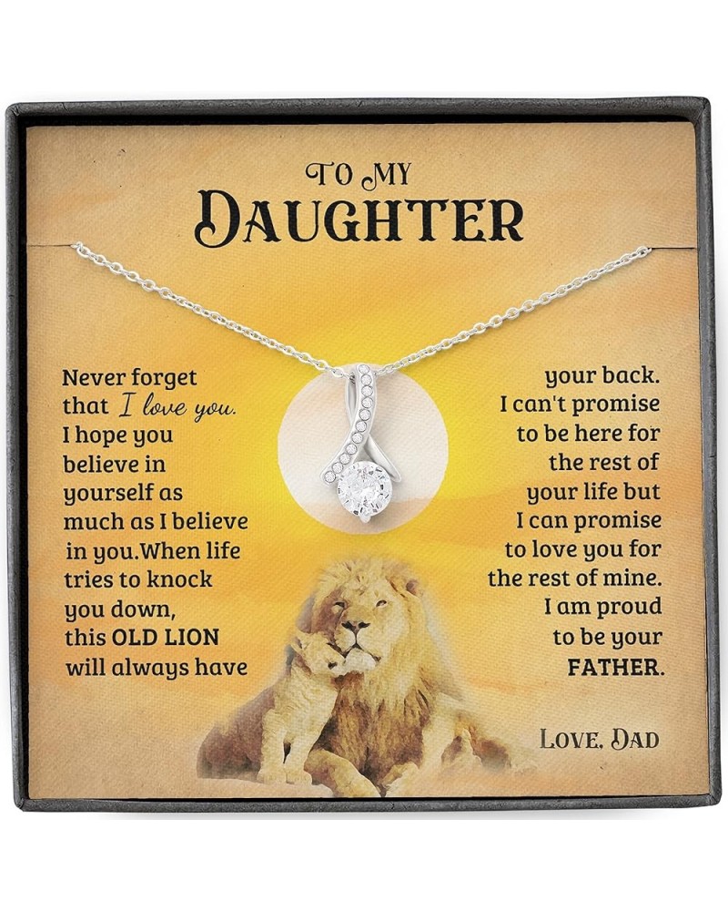 Father Daughter Gifts From Dad, Father Daughter Necklace From Dad, To My Daughter Lion Dad And Daughter Love Knot Necklace On...