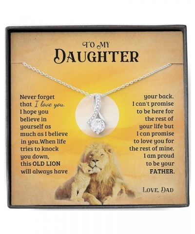 Father Daughter Gifts From Dad, Father Daughter Necklace From Dad, To My Daughter Lion Dad And Daughter Love Knot Necklace On...