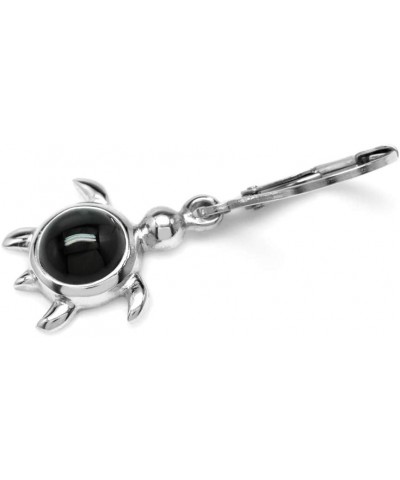 Natural Black Onyx 925 Sterling Silver Turtle Leverback Dangle Earrings $12.38 Earrings