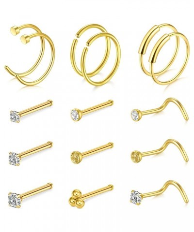 18g 20g 22g Nose Rings Nose Studs Surgical Stainless Steel Screw L Shaped Pin Bone Nose Nostrial Piercing Jewerly for Women M...