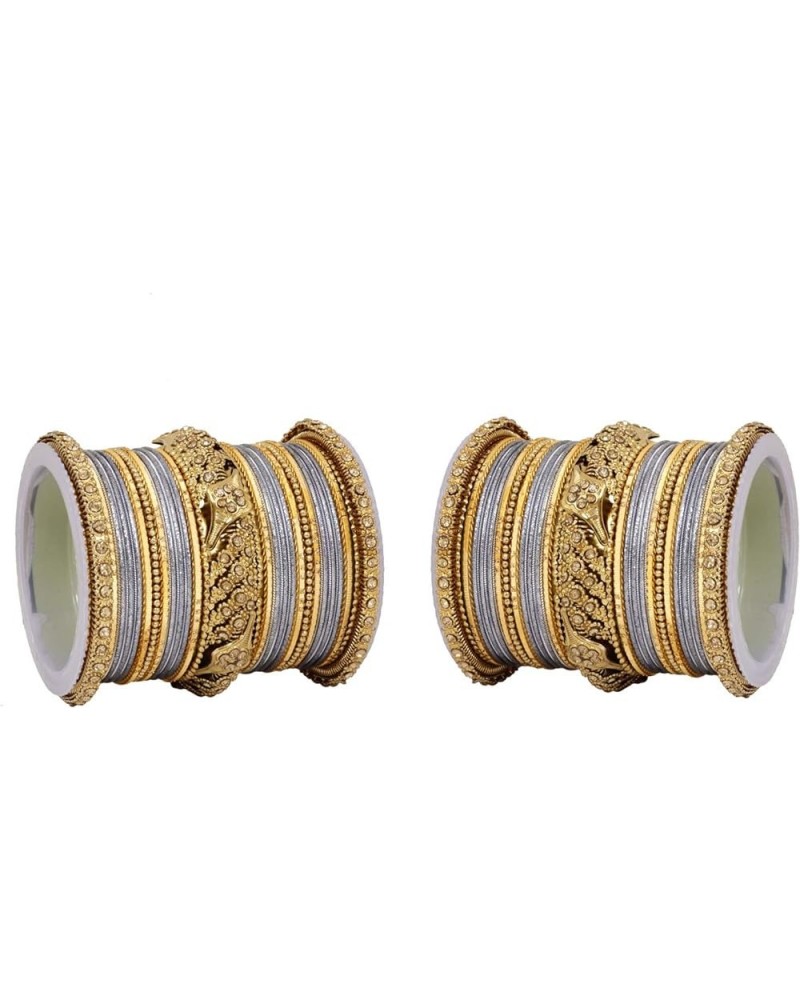 SANARA Ethnic Indian Bollywood Antique Gold Kada Women Traditional Bridal Wedding Wear Bangles Set Jewelry Grey 2.8 Inches $1...