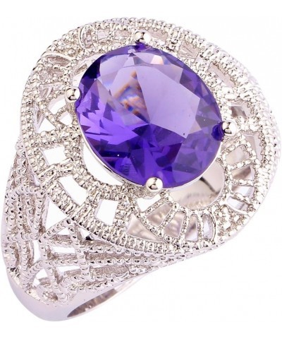 925 Sterling Silver Created Tanzanite Filled Art Deco Floral Statement Ring for Women Purple $3.98 Rings