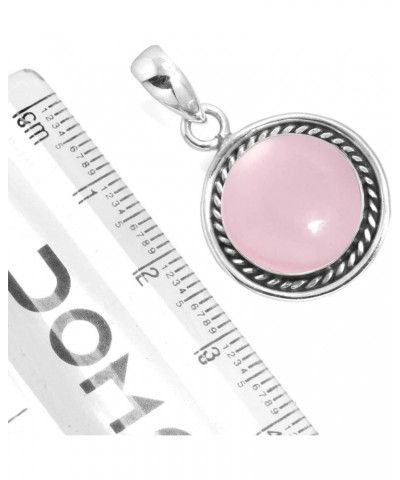 925 Sterling Silver Handmade Pendant for Women 12 MM Round Gemstone Fashion Jewelry for Gift (99517_P) Rose Quartz $20.15 Pen...