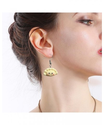 Resin Handmade Chinese Food Dumpling Meat Pie Pierogi Earrings for Women Girls Charm jewelry Dumpling $8.39 Earrings