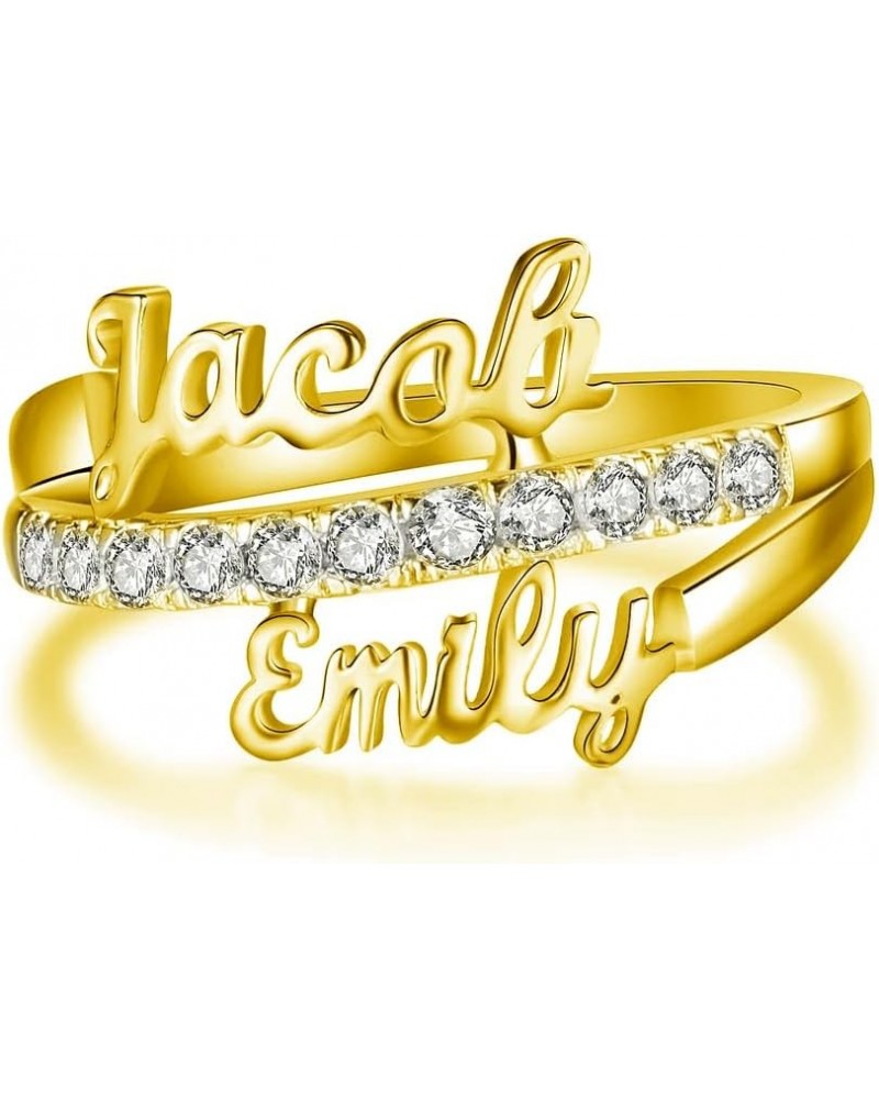 10K 14K 18K Solid Gold Personalized 2 Names Ring Custom Any Name for Women Customized Two Names Jewelry Gifts for Couple Girl...