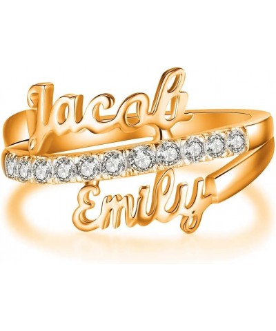 10K 14K 18K Solid Gold Personalized 2 Names Ring Custom Any Name for Women Customized Two Names Jewelry Gifts for Couple Girl...