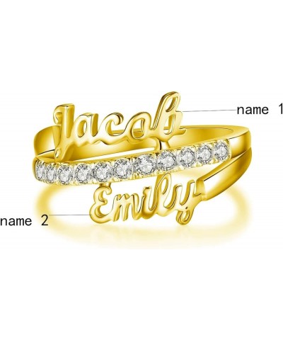 10K 14K 18K Solid Gold Personalized 2 Names Ring Custom Any Name for Women Customized Two Names Jewelry Gifts for Couple Girl...