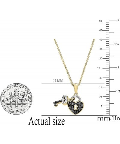 0.15 Carat (ctw) Round Black & White Diamond Ladies Heart Lock & Key Pendant, Available in 10K/14K/18K Gold & 925 Sterling Si...