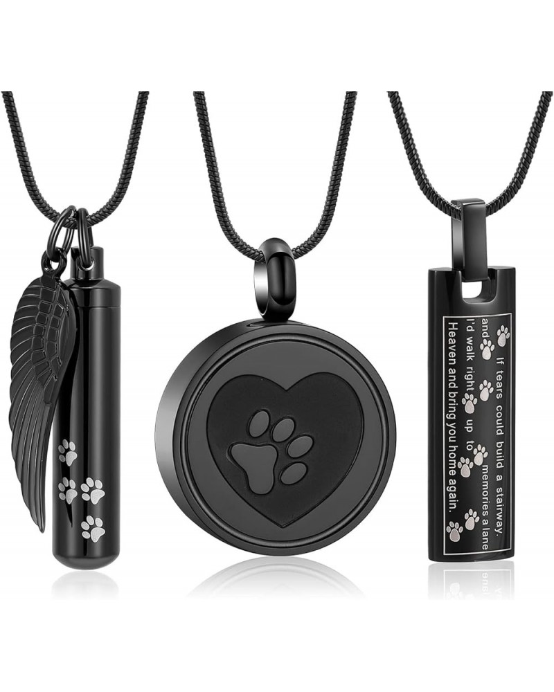 Cremation Jewelry Urn Necklace for Ashes for Pet, Paw Print Memorial Lockets Ash Jewelry, Cylinder Keepsake Pendant for Human...