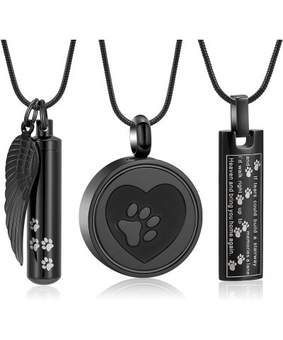 Cremation Jewelry Urn Necklace for Ashes for Pet, Paw Print Memorial Lockets Ash Jewelry, Cylinder Keepsake Pendant for Human...