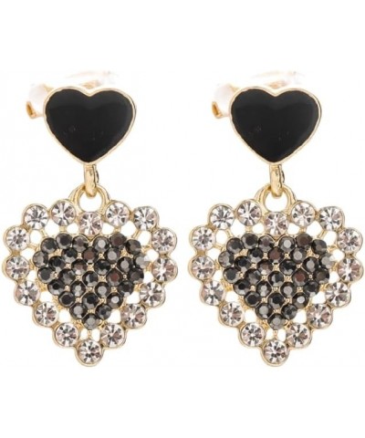 2PCS Women's Heart Shape Clip On Earrings Black White Cubic Zirconia Crystal $10.97 Earrings