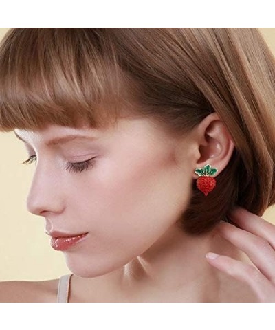 S925 Silver Needle Earrings for Women Red Crystal Radish Earrings Jewelry Girl Earrings Fine Party Earrings $6.26 Earrings