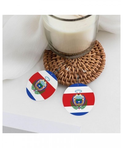 2022 World Football Teams National Flag Women Round Leather Earrings Soccer Dangle Earrings for Girls National Soccer Team Fa...