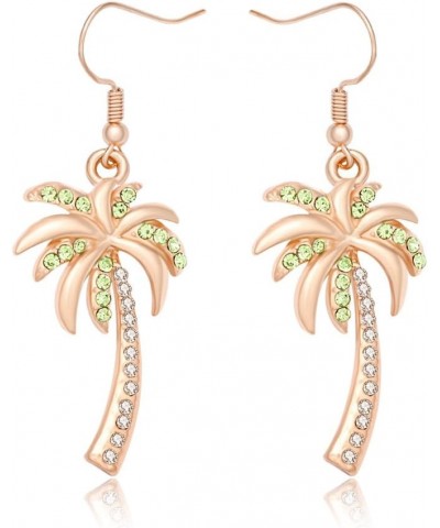 Crystal Beach Palm Tree Dangle Earrings Tropical Jewelry for Women rose gold $8.58 Earrings