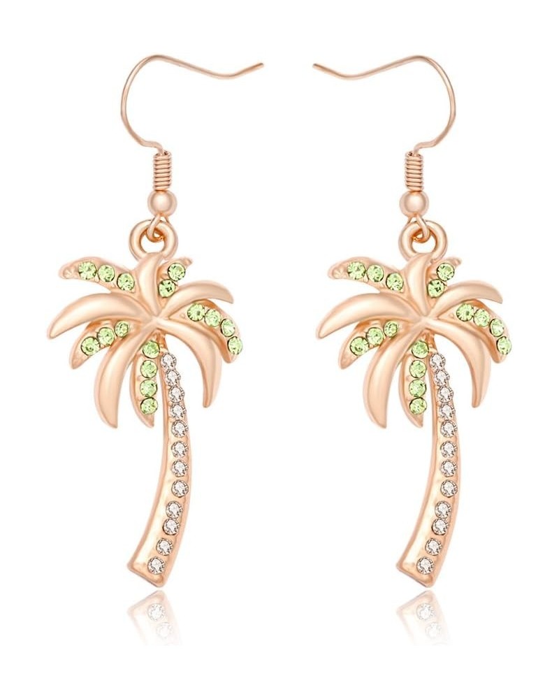 Crystal Beach Palm Tree Dangle Earrings Tropical Jewelry for Women rose gold $8.58 Earrings