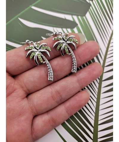 Crystal Beach Palm Tree Dangle Earrings Tropical Jewelry for Women rose gold $8.58 Earrings