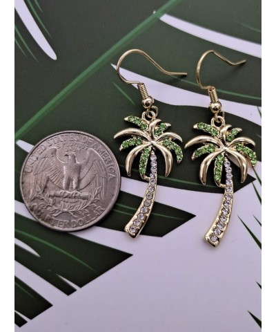 Crystal Beach Palm Tree Dangle Earrings Tropical Jewelry for Women rose gold $8.58 Earrings