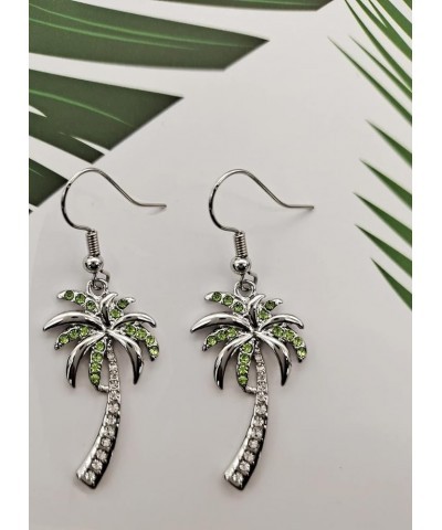 Crystal Beach Palm Tree Dangle Earrings Tropical Jewelry for Women rose gold $8.58 Earrings