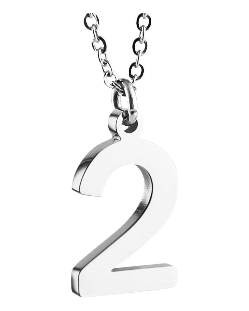 Womens Stainless Steel Number 0-9 Charms Pendant Necklace 2 Colors Gold Silve 2 - Silver $7.94 Necklaces