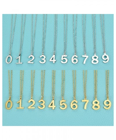 Womens Stainless Steel Number 0-9 Charms Pendant Necklace 2 Colors Gold Silve 2 - Silver $7.94 Necklaces