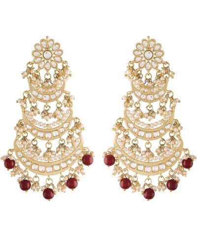 Earrings For Women And Girls Maroon $12.40 Earrings