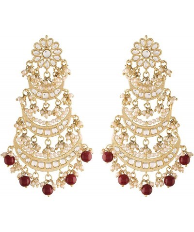 Earrings For Women And Girls Maroon $12.40 Earrings