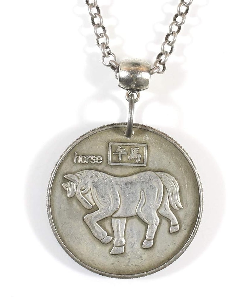 Animal of the Chinese Zodiac, Antique Silver(tone) Medallion on Rolo Chain, Various Animals Horse $20.06 Necklaces